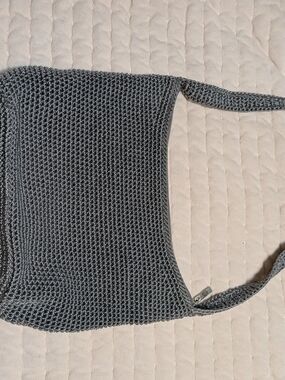 Gray Knit Shoulder Tote